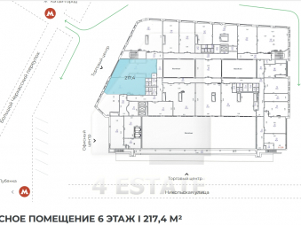 Аренда торговых и офисных помещений в бизнес-центре класса Премиум, м.Площадь революции.