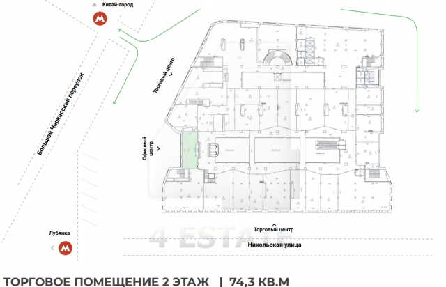 Аренда торговых и офисных помещений в бизнес-центре класса Премиум, м.Площадь революции.