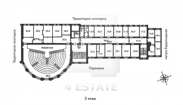 Аренда особняка класса B+, м. Баррикадная.