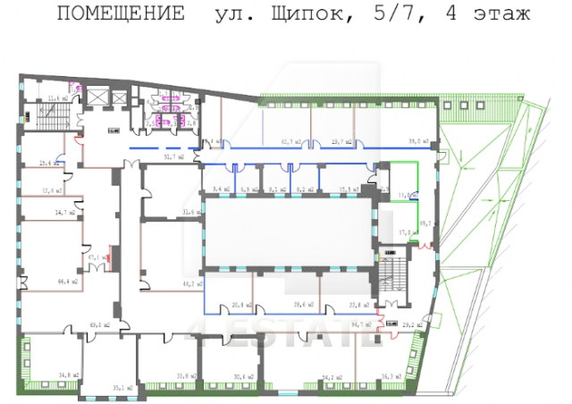 Аренда офисов в бизнес центре класса А, м.Серпуховская.