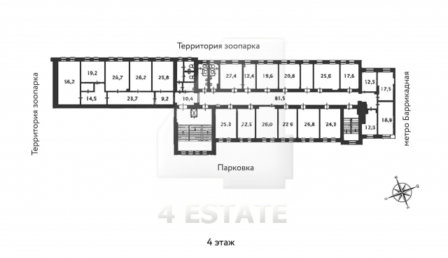 Аренда особняка класса B+, м. Баррикадная.