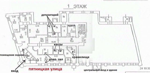 Аренда офисов и банковского помещения в бизнес-центре класса В+,  м.Новокузнецкая.