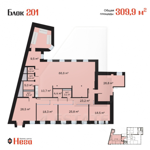 Аренда офисов в особняке класса А "Нега", м.Китай-город.